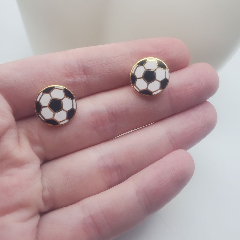 Soccer ball sports mom earrings‎